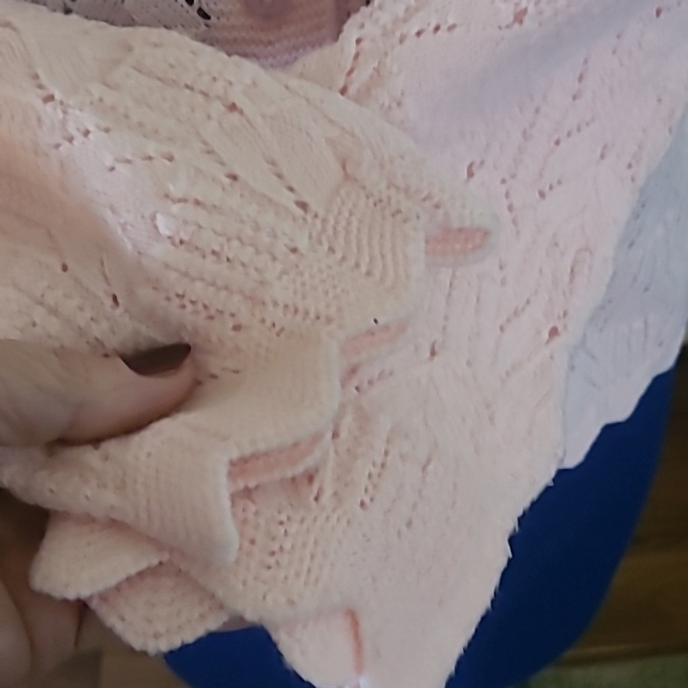 Wintuk "styled by Rose*. Vintage pink.Crochet knit cardigan made in USA. (#1244) - Picture 3 of 13